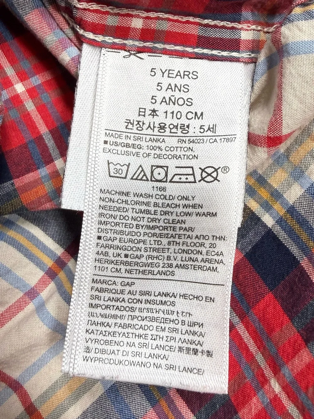 GAP Red Plaid Button-Down Shirt